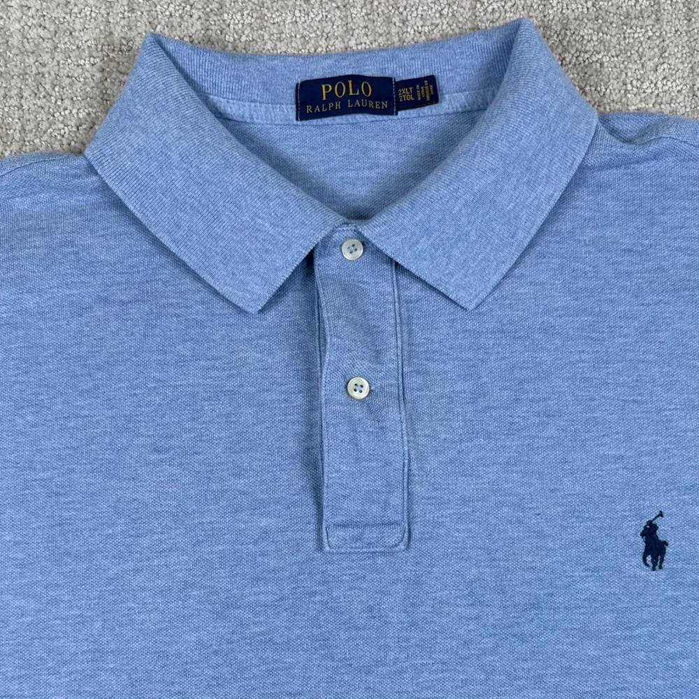 Polo Ralph Lauren Mens 2XLT Blue Pique Short Sleeve Rugby Golf Polo Shirt